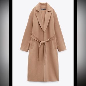 NWOT Zara belted wool blend coat